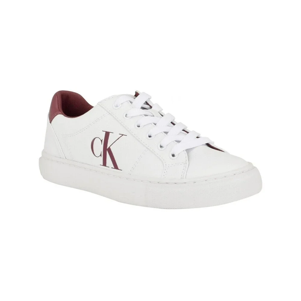 Calvin Klein Celbi Sneaker Women's 10 White Faux Leather Lifestyle Shoes LION559
